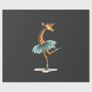Papel De Regalo Jirafa linda en tutú bailando como bailarina, gif