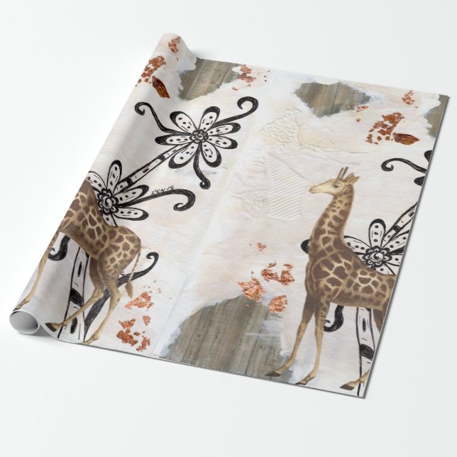 Papel De Regalo Jirafa maravillosa (Desenrollado)