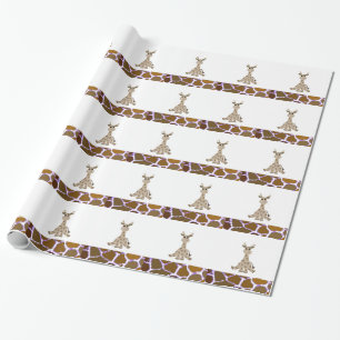 Papel De Regalo Jirafa sentada con estampado de piel de jirafa