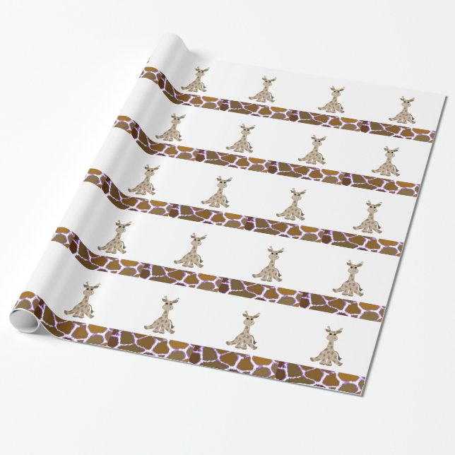 Papel De Regalo Jirafa sentada con estampado de piel de jirafa (Desenrollado)