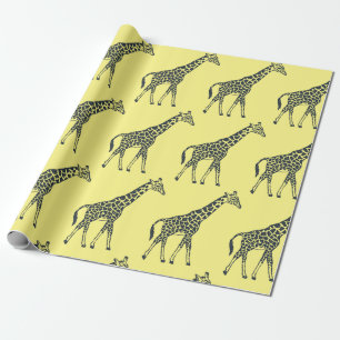 Papel De Regalo jirafas en amarillo