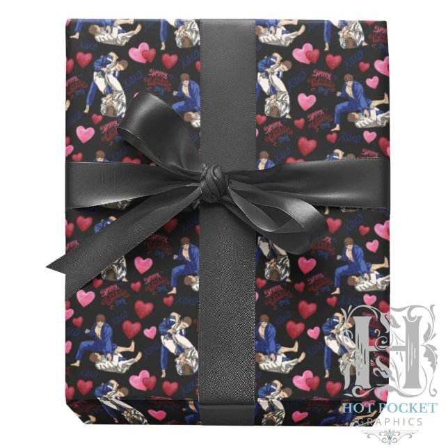 Papel De Regalo Jiu Jitsu BJJ Valentine Gift Wrapping Paper Black (Subido por el creador)