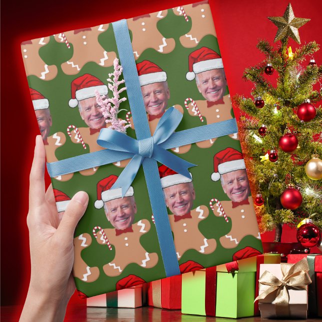 Papel De Regalo Joe Biden Face Personalizado Face Photo Gingerbrea (Subido por el creador)