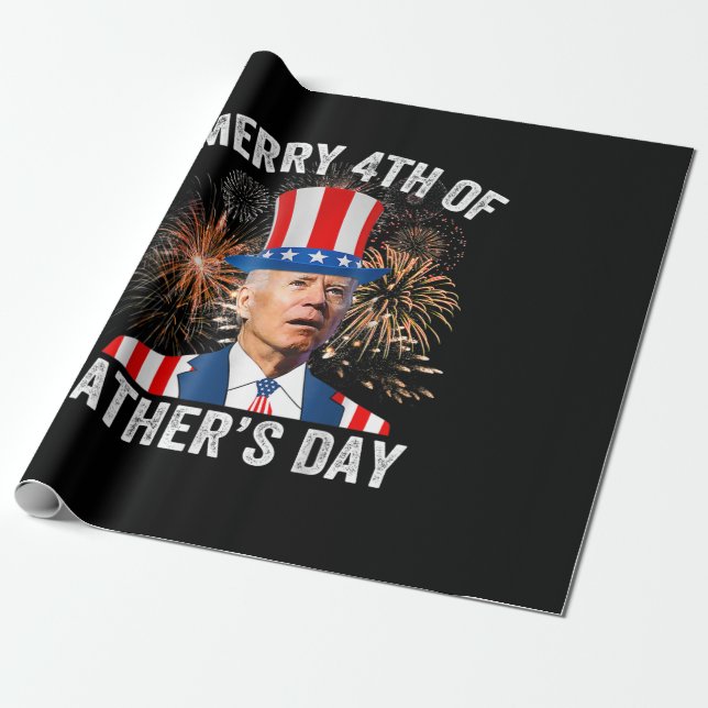 Papel De Regalo Joe Biden Feliz 4° Día del Padre Gracioso 4° de J (Desenrollado)