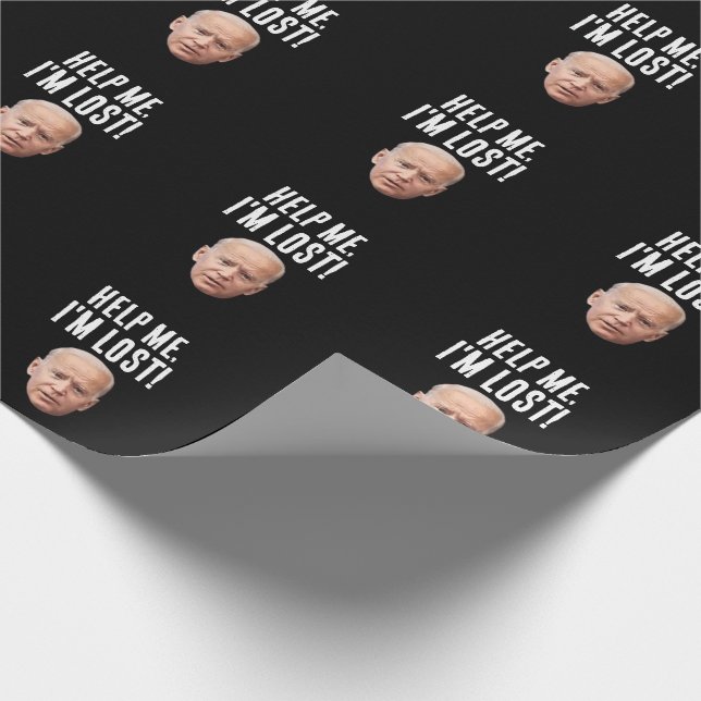 PAPEL DE REGALO JOE BIDEN FUNNY WRAPPING PAPER HELP I'S PERDIDO! (Esquina)