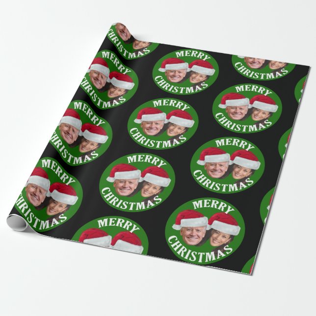 Papel De Regalo Joe Biden Kamala Harris 2020 con Santa Hats - Negr (Desenrollado)