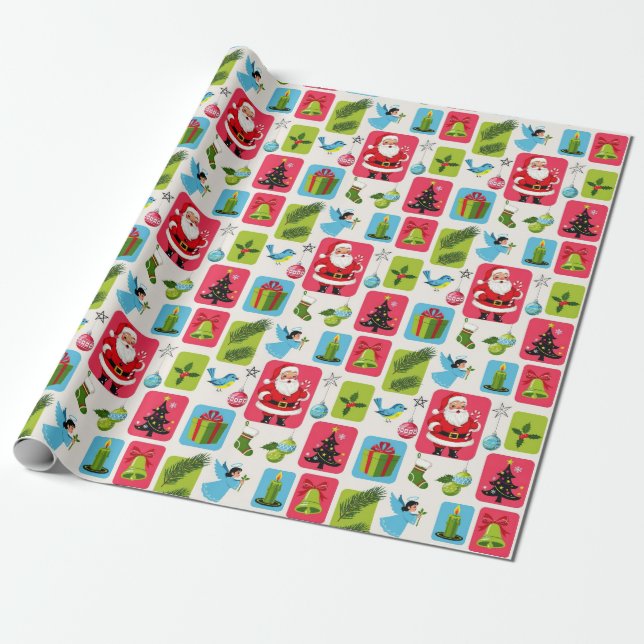Papel De Regalo Jolly & Bright: Santa y amigos (Desenrollado)