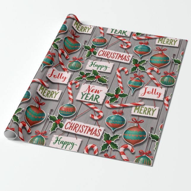Papel De Regalo Jolly Holiday Jumble (Desenrollado)