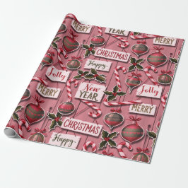 Papel De Regalo Jolly Holiday Jumble Pink