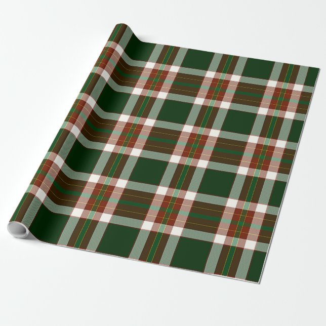 Papel De Regalo Jolly Holly plaid (Desenrollado)