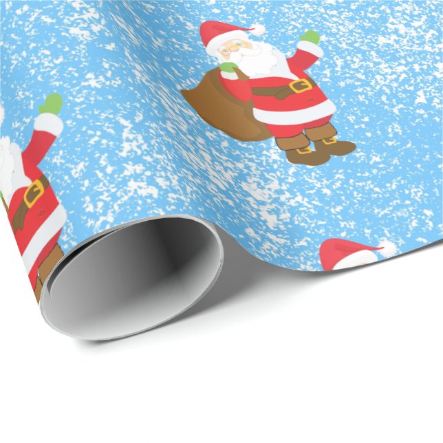 Papel De Regalo Jolly Ole Saint Nick Blue Spong Paint Snow (Esquina del rollo)