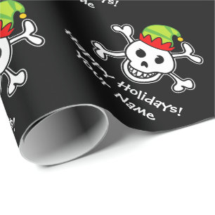 Papel De Regalo Jolly Roger elf cráneo Navidades divertidos