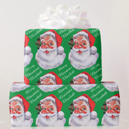 Papel De Regalo Jolly Santa Claus Personaliza el nombre de los Nav