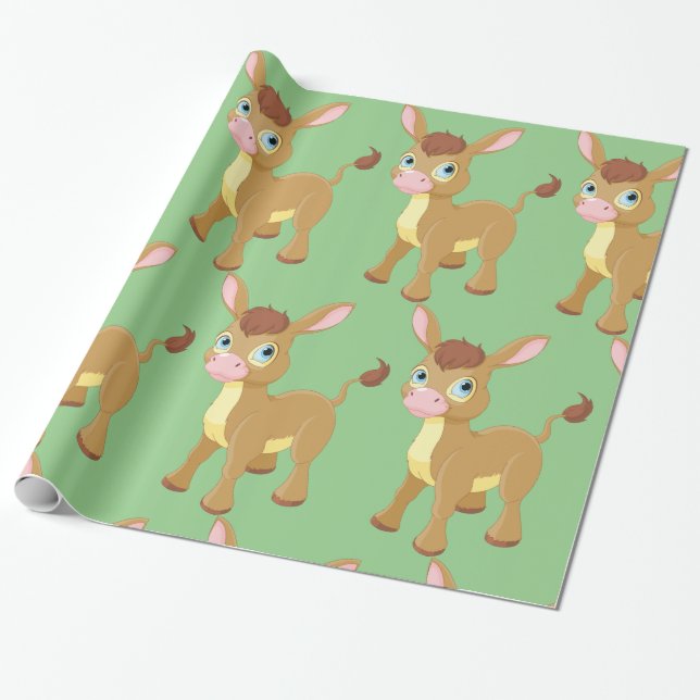 Papel De Regalo Joven burro con ojos azules (Desenrollado)