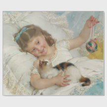 Joven Chica Aburrida Jugando Con Su Gato Mascota (