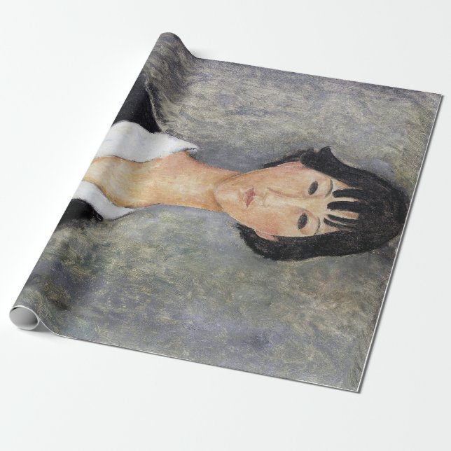 Papel De Regalo Joven Chica de Black Haired, Modigliani (Desenrollado)