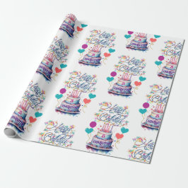 Papel De Regalo Jóvenes Chicas Cumpleaños Añadir Nombre Bonito de 