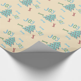 Papel De Regalo JOY festivo   Ajuste de regalo para Navidades turq