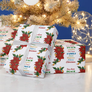 Papel De Regalo Joy Love Poinsettia Navidades
