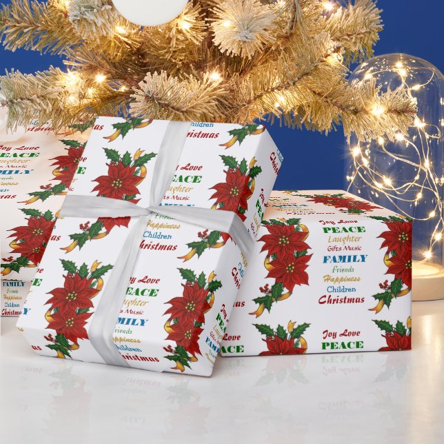Papel De Regalo Joy Love Poinsettia Navidades (Vacaciones)