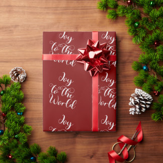 Papel De Regalo Joy to the World Maroon Gift Wrapping Paper