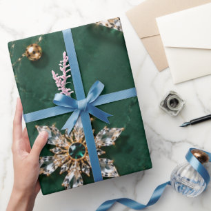 Papel De Regalo Joya de Mármol Esmeralda Navidad