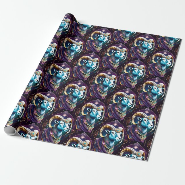 Papel De Regalo Joya Galaxia Zodiaco Aries (Desenrollado)