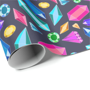 Papel De Regalo Joyas brillantes de gemas arcoiris a la moda