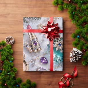 Papel De Regalo Joyería Cosméticos Azul Purpura Navidad