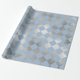 Papel De Regalo Joyería Diamond Squares Blue Silver Vip