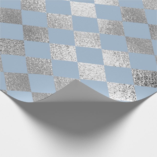 Papel De Regalo Joyería Diamond Squares Blue Silver Vip (Esquina)