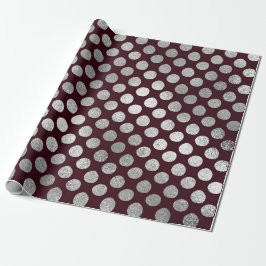 Papel De Regalo Joyería Maroon Burgundy Silver Dots Vip