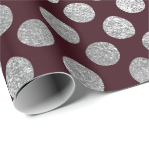 Papel De Regalo Joyería Maroon Burgundy Silver Dots Vip