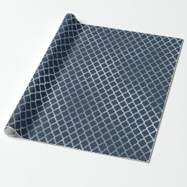 Papel De Regalo Joyería Quatrefoil Art Deco Marina Azul Plata