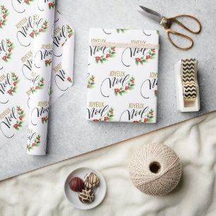 Papel De Regalo Joyeux Noël Moda Holly Floral NAVIDADES