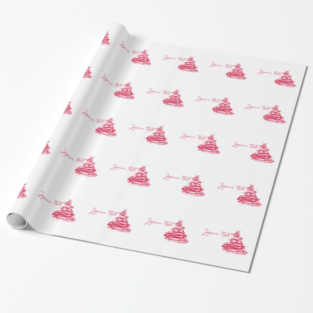 Papel De Regalo Joyeux rojo Noël con el árbol de navidad (Desenrollado)