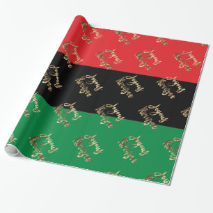 Papel De Regalo Joyous Kwanzaa RBG Bandera afroamericana UNIA
