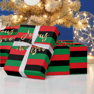 Papel De Regalo Joyous Kwanzaa RBG UNIA Pabellón afroamericano Wr