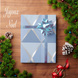Papel De Regalo Joyoux Noel Christmas Blue Wrapping Paper