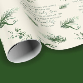 Papel De Regalo Juan 3:16 Biblia Costumbre Moderno Salvia Navidad