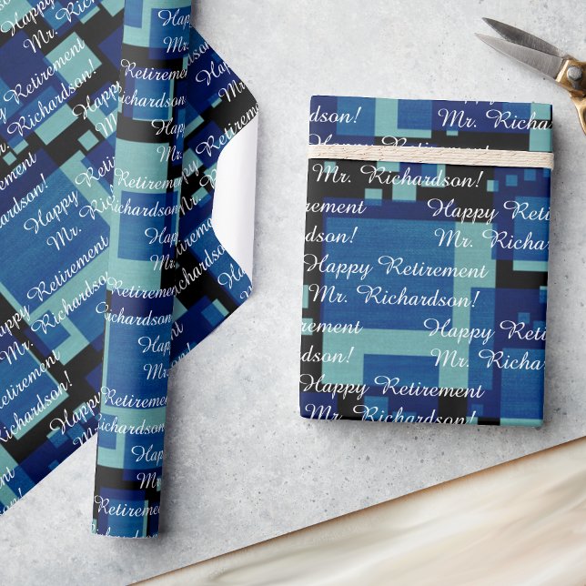 Papel De Regalo Jubilación Añadir tu texto azul Verde azulado medi (Subido por el creador)