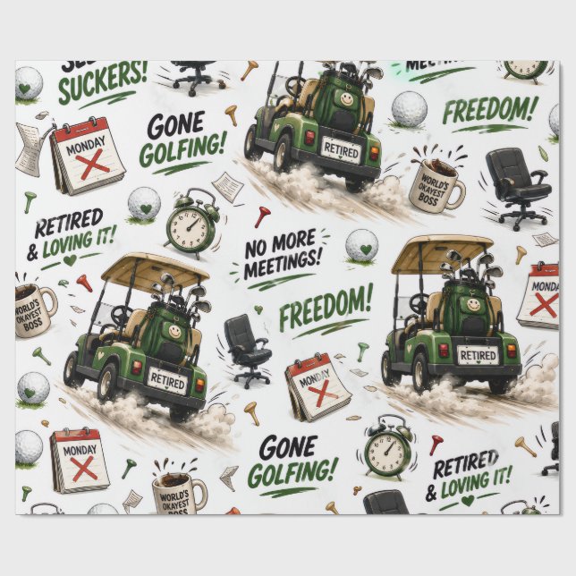 Papel De Regalo Jubilación de golf temática para golfista (Superficie plana)