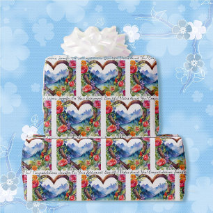 Papel De Regalo Jubilación Personaliza Rosas de texto y nombres Mo