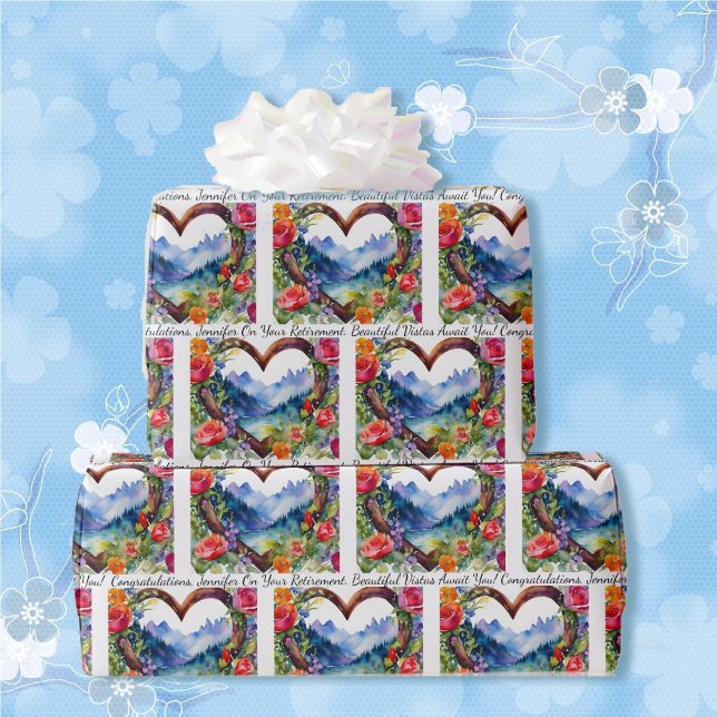 Papel De Regalo Jubilación Personaliza Rosas de texto y nombres Mo (Subido por el creador)