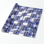Papel De Regalo Judía-Candlesticks-and-Star-1-Plaid<br><div class="desc">Judía-Candlesticks-and-Star-1-Plaid de mi nueva colección judía entrando a las tiendas ahora... Candlesticks-and-Star-1. Una gran estrella de David de tres capas (digital) martillada por tres capas con dos candelabros y portaobjetos decorativos. Las velas aparecen encendidas. La estrella y los portaobjetos son azul y plata. Este diseño está disponible en diversos patrones...</div>