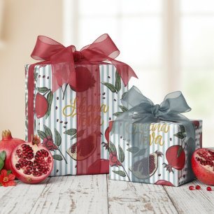 Papel De Regalo Judia Rayada Azul Shanah Tovah Granada