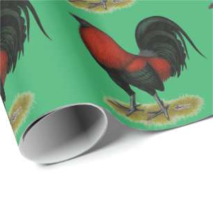 Papel De Regalo Juego americano BB Rojo Negro Rooster