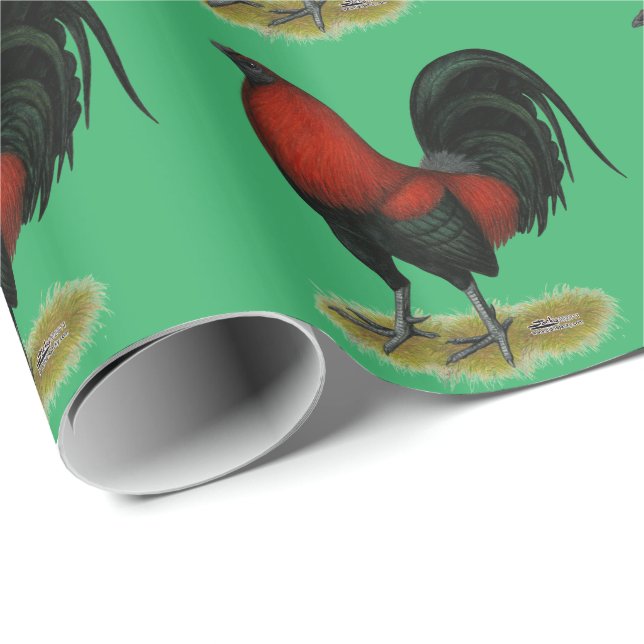 Papel De Regalo Juego americano BB Rojo Negro Rooster (Esquina del rollo)