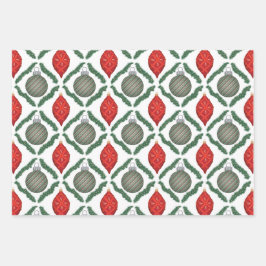 Papel de regalo Juego de adornos navideños clásico