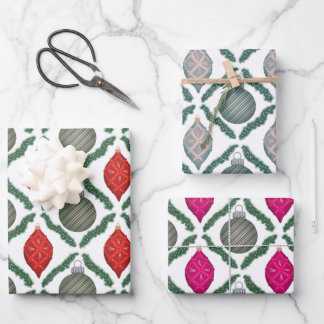 Papel de regalo Juego de adornos navideños clásico